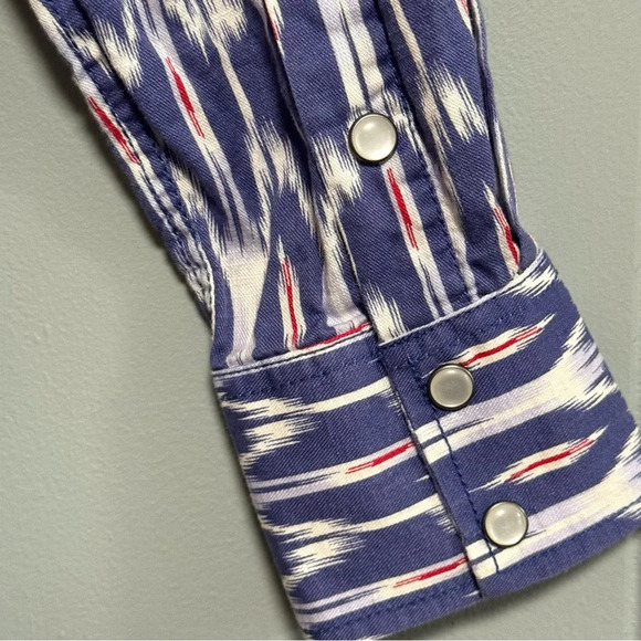 Rock & Roll Cowboy Ikat Southwestern Print Pearl Snap Western Shirt Size Small - Picture 6 of 11
